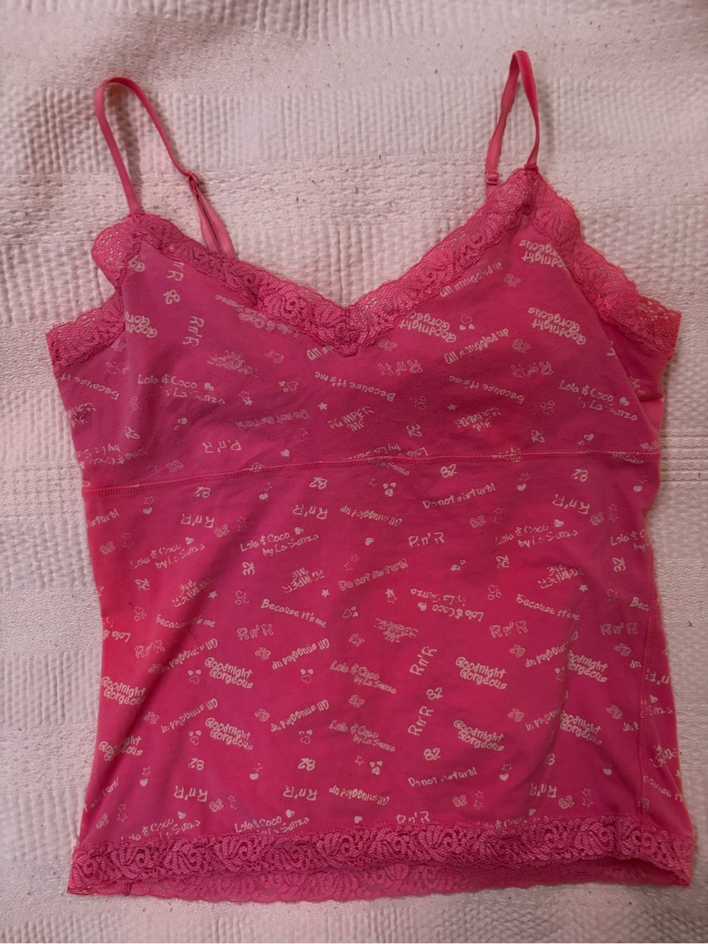 Y2K Fuchsia Pink Lace-Trim Cami Tank Top